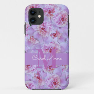 Pink Peonys Lila Monogram Floral Case-Mate iPhone Hülle