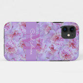 Pink Peonys Lila Monogram Floral Case-Mate iPhone Hülle (Rückseite (Horizontal))