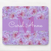 Pink Peonys Lila Monogram Floral Mousepad (Vorne)