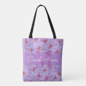 Pink Peonys Lila Monogram Floral Tasche (Rückseite)