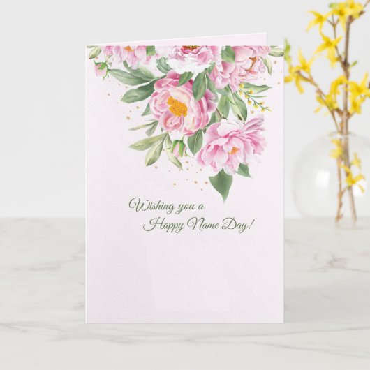 Pink Peonys Name Day Card Karte (Gelbe Blume)