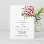 Pink Peonys und Gelber Junggeselinnen-Abschied Einladung (Stehend Vorderseite)