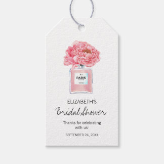 Pink Peonys und Parfüm Brautparty Geschenkanhänger