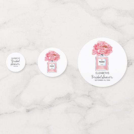 Pink Peonys und Parfüm Brautparty Konfetti (Vorderseiten)