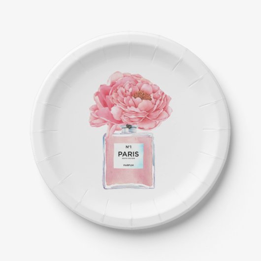 Pink Peonys und Parfüm Brautparty Pappteller (Vorderseite)