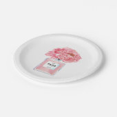 Pink Peonys und Parfüm Brautparty Pappteller (Schrägansicht)