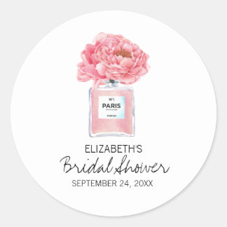 Pink Peonys und Parfüm Brautparty Runder Aufkleber