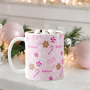 Pink Peppermint Candy Cane Gingerbrei Name Kaffeetasse