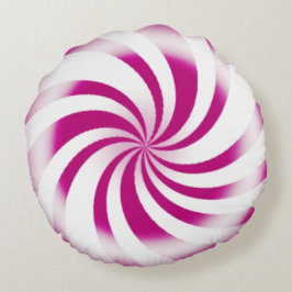 Pink Peppermint Candy Swirl Holiday Rundes Kissen