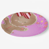 Pink Peppermint Gingerbrot Cookie Holiday Party Pappteller (Schrägansicht)