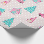 Pink Peppermint Gnome Weihnachtsbaummuster Geschenkpapier (Ecke)