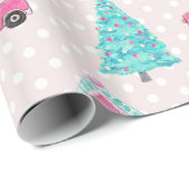 Pink Peppermint Gnome Weihnachtsbaummuster Geschenkpapier (Rolleneckpunkt)