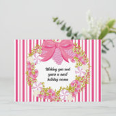 Pink Pepperminze Weihnachtskarte Feiertagskarte (Stehend Vorderseite)