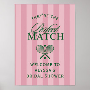 Pink Perfect Match Tennis Brautparty Willkommen Poster