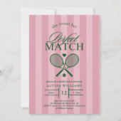 Pink Perfect Match Tennis Bridal Dusche Einladung (Vorderseite)