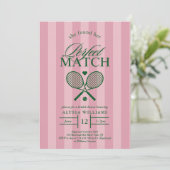 Pink Perfect Match Tennis Bridal Dusche Einladung (Stehend Vorderseite)