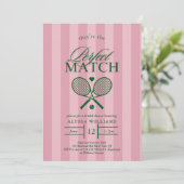 Pink Perfect Match Tennis Bridal Dusche Einladung (Stehend Vorderseite)