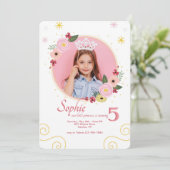 Pink Perfection Foto Geburtstag Einladung (Stehend Vorderseite)
