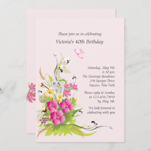 Pink Perfektion Einladung (Vorne/Hinten)