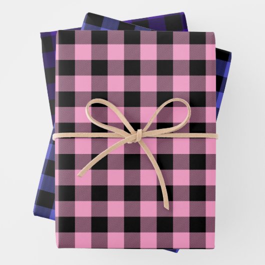 Pink Periwinkle & Lila Buffalo Kariert Geschenkpapier Set (Beispiel)