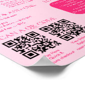 Pink Permanent Jewelry Price List QR code Menu Poster (Ecke)
