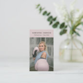 Pink Personal Girl Trainer Fitness Foto QR Code Visitenkarte (Stehend Vorderseite)