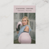 Pink Personal Girl Trainer Fitness Foto QR Code Visitenkarte (Vorderseite)