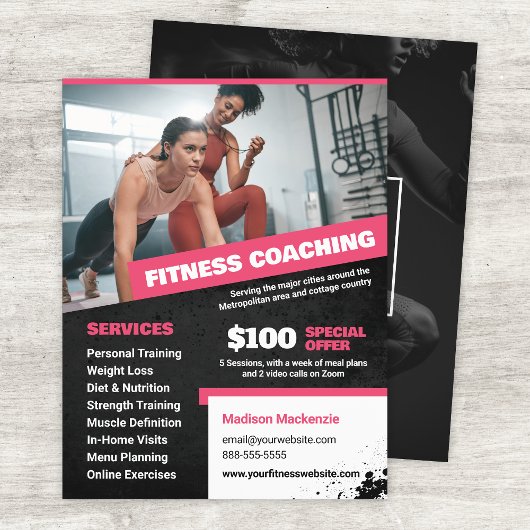 Pink Personal Trainer und Fitness Coach Flyer