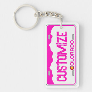 Pink personalisierbarer Colorado Nummernschild Sch Schlüsselanhänger