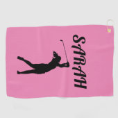 PINK PERSONALISIERT ADD NAME GOLF TOWEL FÜR SIE GOLFHANDTUCH (Horizontal)