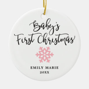 Pink Personalisiert Baby Girl Erstes Weihnachtsfes Keramik Ornament