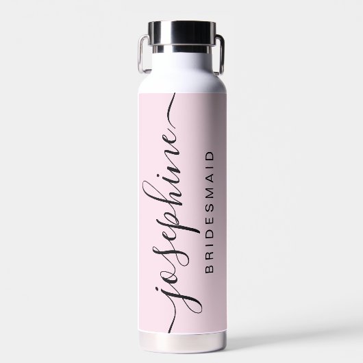 Pink Personalisiert Bridesmaid Vorschlag Name Hoch Trinkflasche (Vorne)