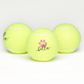 Pink Personalisiert Dose Name Paw Drucken Tennisbälle (Multi)