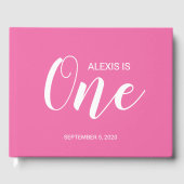 Pink Personalisiert First Birthday Gästebuch (Vorderseite)