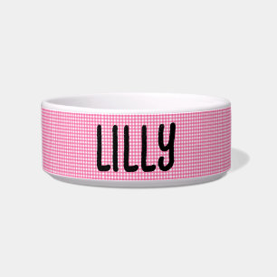PINK PERSONALISIERT GINGHAM PET CAT- ODER HUNDBOWL NAPF