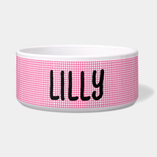 PINK PERSONALISIERT GINGHAM PET CAT- ODER HUNDBOWL NAPF