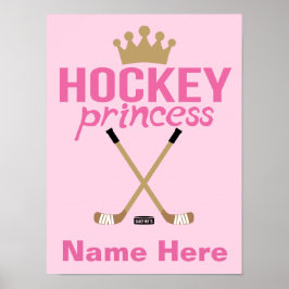 Pink Personalisiert Girls Hockey Princess Name Poster