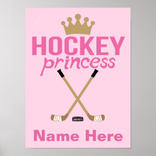 Pink Personalisiert Girls Hockey Princess Name Poster