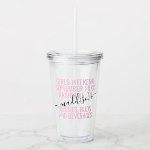 Pink Personalisiert Girls Wochenende Custom Acryltrinkbecher