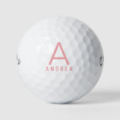 Pink Personalisiert Modern Monogram Name Golfball (Vorderseite)