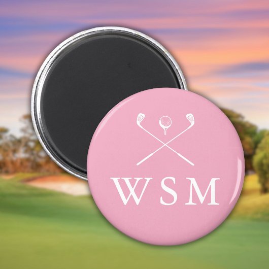 Pink Personalisiert Monogram Golf Clubs Magnet