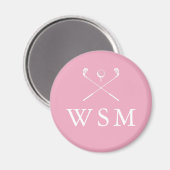 Pink Personalisiert Monogram Golf Clubs Magnet (Vorderseite/Rückseite)