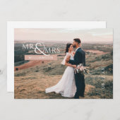 Pink Personalisiert Mr. & Mrs. Monogram Wedding Fo Dankeskarte (Vorne/Hinten)