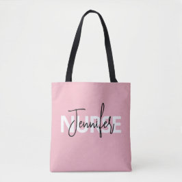 Pink Personalisiert Nurse Typografie Tasche