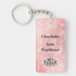 Pink personalisiert Reiki Practitioner Design Schlüsselanhänger