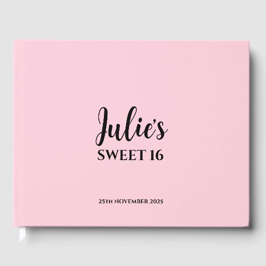 Pink Personalisiert Sweet 16 Gästebuch (Vorderseite)