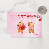 Pink Personalisiert Tigers Herzlich willkommen übe Mitteilungskarte (Vorderseite/Rückseite Beispiel)