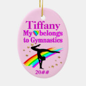 PINK PERSONALISIERT UND GYMNAST ORNANANATION KERAMIK ORNAMENT (Hinten)