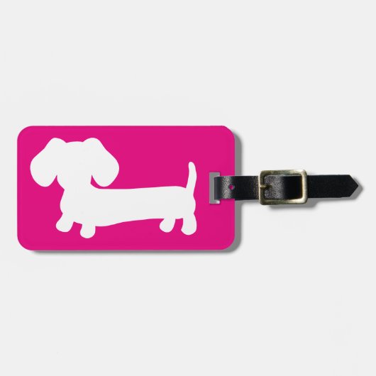 Pink Personalisierte Dackel Gepäcktasche Gepäckanhänger (Vorderseite horizontal)