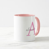 Pink personalisierte Monogramm mit Ihrem Namen Tasse (VorderseiteRechts)